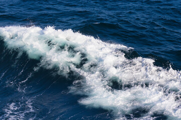 White crest of a sea wave. Selective focus. Shallow depth of field