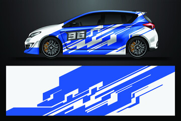 Car Decal Wrap Design Vector. Graphic abstract stripe racing background kit design