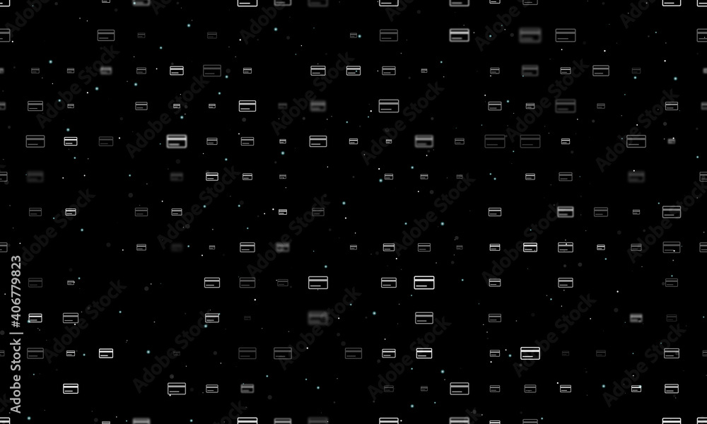Poster seamless background pattern of evenly spaced white credit card symbols of different sizes and opacit