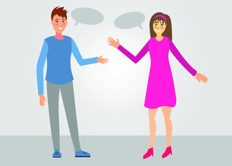 Man and woman talking outside
