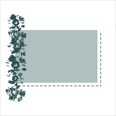 Abstract blue-green rectangle background for text with abstract spike prints and the dotted line on the side. Vector. Quote text info design. Template for social networks stories and posts.