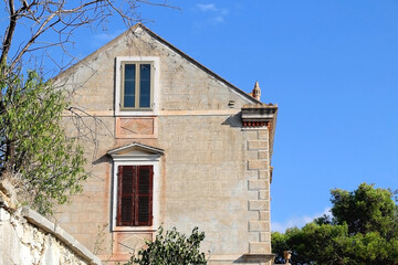 Fototapeta na wymiar Historical building in Lastovo, small town on island Lastovo, Croatia.