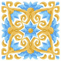 Ceramic tile pattern with flowers.