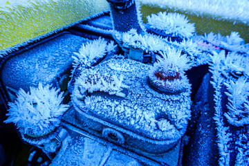 ice structures at wintertime on a motor