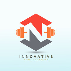 Letter N crossfit logo, fitness logo, Dumbbell icon, Gym Fitness Logo Images and Vectors, Stock Photos