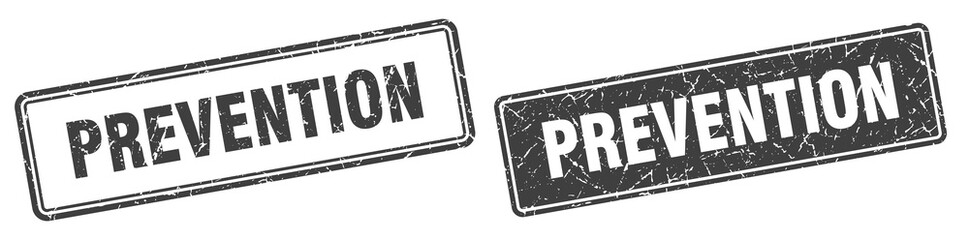 prevention stamp set. prevention square grunge sign