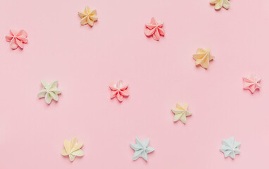 Sweets and candy on pink background, love and valentine concept