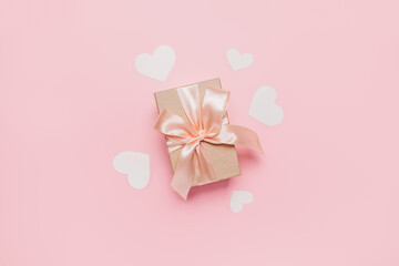 Gifts on pink background, love and valentine concept