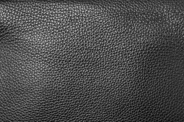 Black glossy natural leather texture background.