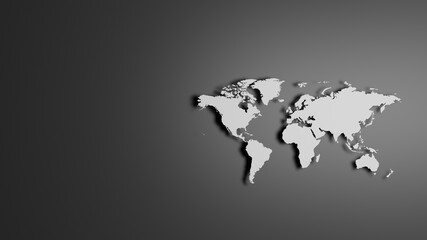 Fototapeta na wymiar White World map on grey background 