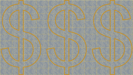 An abstract gold and silver dollar sign pattern background image.