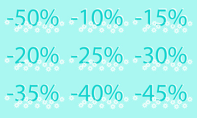 Vector blue background with winter discounts.