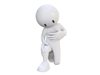 Fototapeta premium 3D RENDER ILLUSTRATION CARTOON CHARACTER HUMAN CLIPPING PATH on isolated white background. Heart disease concept. People Man Woman Old Sick Severe heartache, Having heart attack,Pressing chest painful