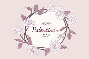 Fototapeta na wymiar Hand drawn floral valentine's day background.