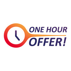 one hour offer with clock vector design