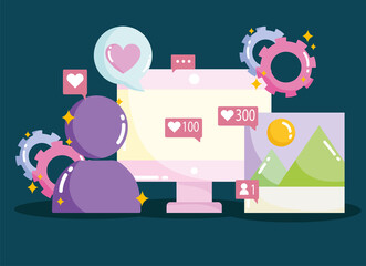 social media avatar network computer picture like message connection