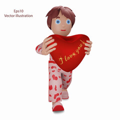 Congratulations on Valentine's Day, Happy Birthday and Holidays. A person carries his heart with love isolated.