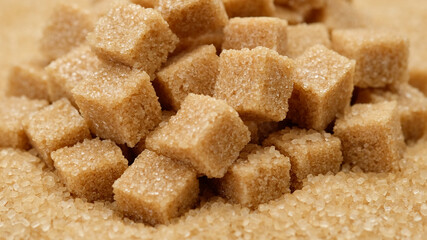 brown sugar cubes over sugar. Demerara golden brown sugar