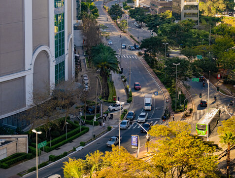 Aerial view of the Vila Olimpia neighborhood in Sao Paulo during the Lock-down