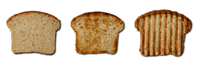 Toast bread slices isolated on white background. Toasted breads.