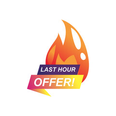 last hour offer with flame vector design