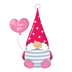 Cute gnome. Happy Valentine's day clipart.