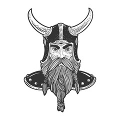 Fototapeta premium medieval viking sketch engraving vector illustration. T-shirt apparel print design. Scratch board imitation. Black and white hand drawn image.