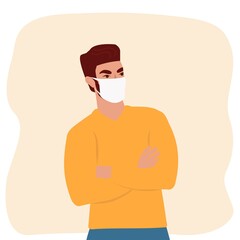 Avatar man with mask design medical care hygiene health care emergency exam clinic and patient theme vector illustration