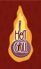 cooking hot grill flame in cartoon style lettering