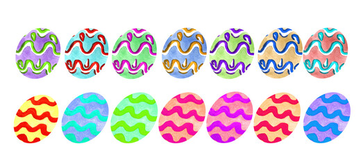 watercolor Easter eggs set package