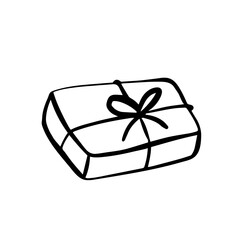 Gift illustration in doodling style isolated on white