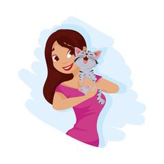 Woman with cat mascot vector design