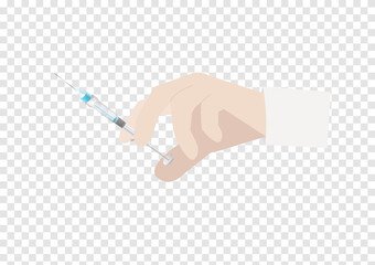 covid 19 corona virus vaccine syringe injection in medical worker hand isolated on transparency background ep01