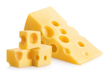 Cheese close-up, isolated on white background