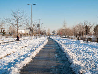 Roads opened through the snow for the transit of vehicles after the passage of the storm Filomena...