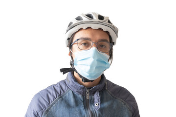 Biker wearing mask in winter