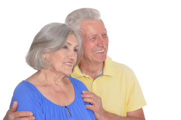 happy  senior couple  on  white background