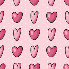 Seamless vector pattern with cute doodle hearts. Trendy hand drawn love theme texture. Valentines day background for card, wrapping paper, textile, print, banner, packaging, fabric, gift, package, web