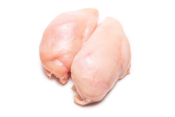 Raw chicken fillet isolated on white background.
