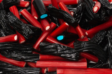 Mix of tasty jelly candies. Top view.