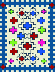 traditional ethnic pattern design , turkish throw rug pattern fabric  textile 