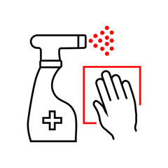 Prevention line icon on white. Coronavirus Covid 19 pandemic banner. Quality design elements, distance, wash disinfect hands, stay home with editable Stroke