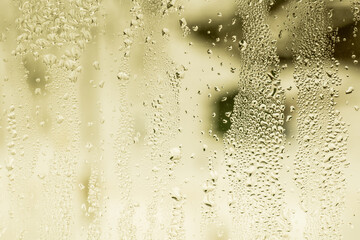 water drops on glass in winter