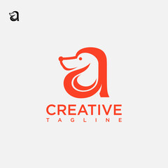 Dog with a letter concept design vector template