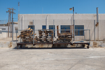 Lipsi, Dodecanese, Greece - August 18, 2019: Building under the sun