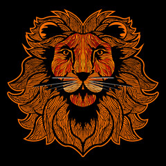 Ozdobny ornamentalny lew z grzywą