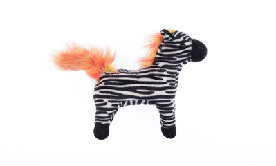 toy plush zebra on a white background