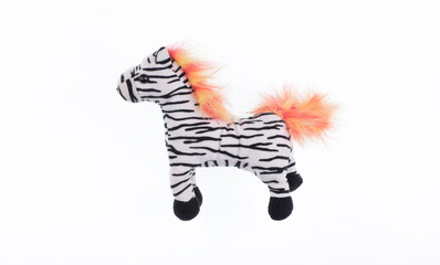 toy plush zebra on a white background