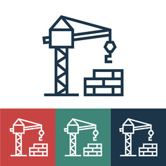 Linear vector icon with construction of house