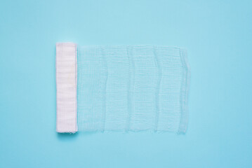 Medical bandage roll top view background.